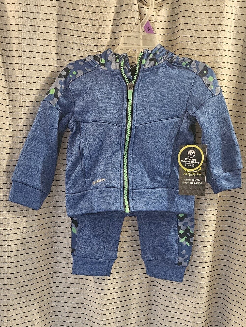 Athletic Works Blue and Lime Kids Zip Hoodie & Jogger Set